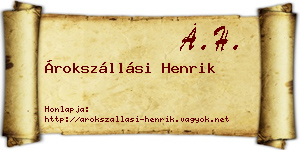 Árokszállási Henrik névjegykártya